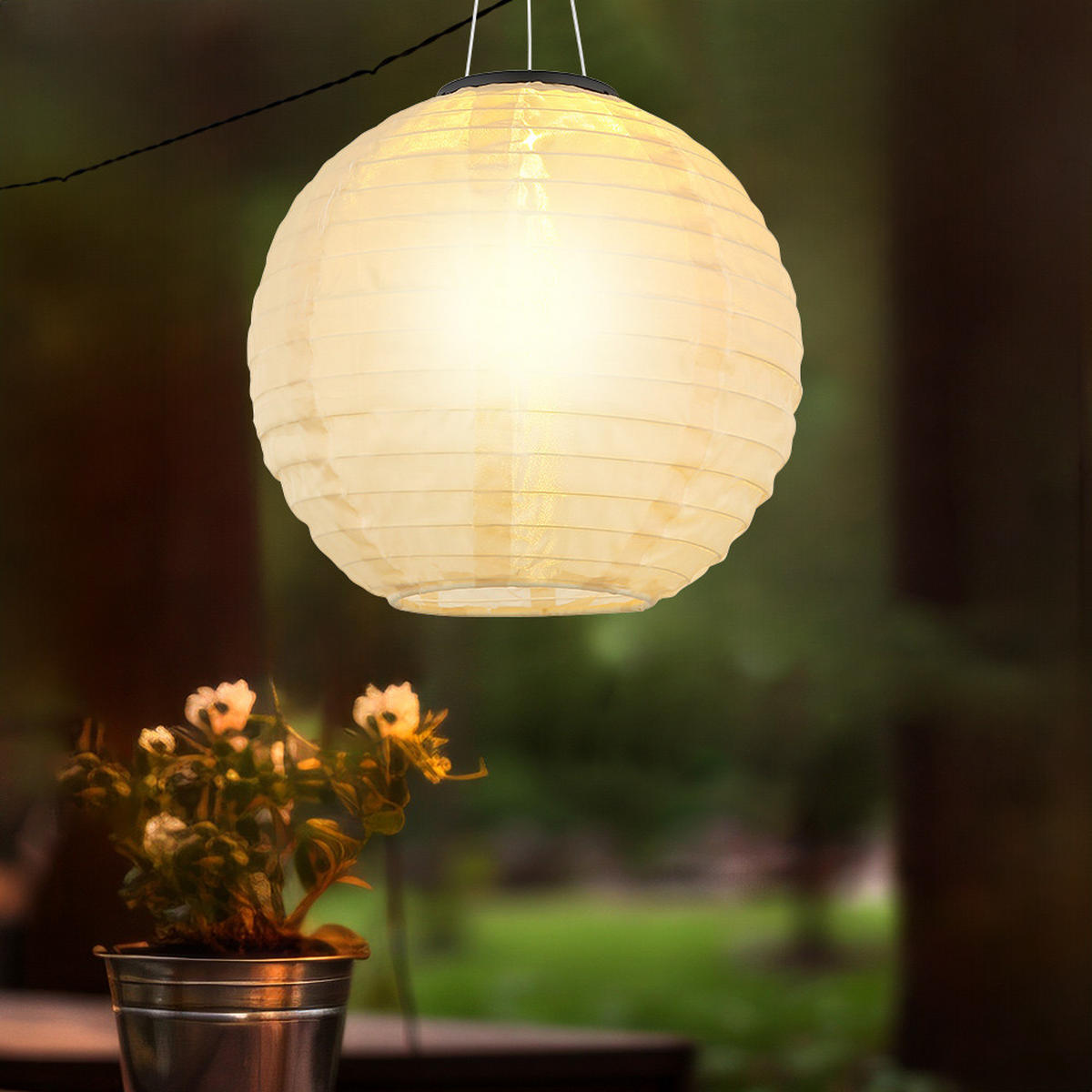 LED AUSSENHÄNGELEUCHTE Lampion Beige 2er Set - Beige, Metall (30/30/55cm) - Globo Lighting