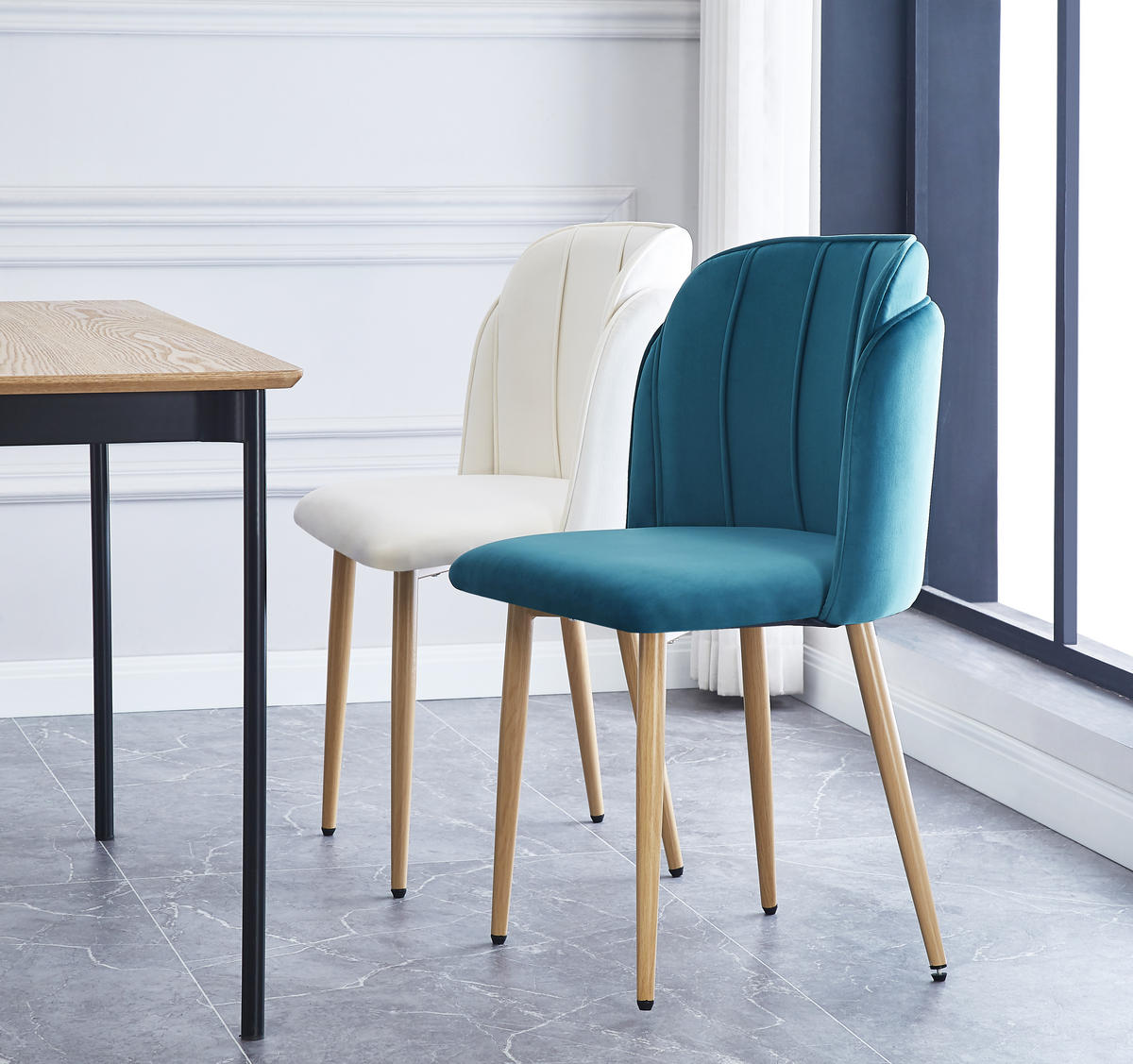 STUHL 2er-Set Samt Blau - Blau, Textil (51/85/53cm) - Nordlys