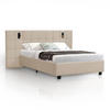 POLSTERBETT Luzano mit Leselicht Beige Samt - Beige, Holz (140/200cm) - Juskys