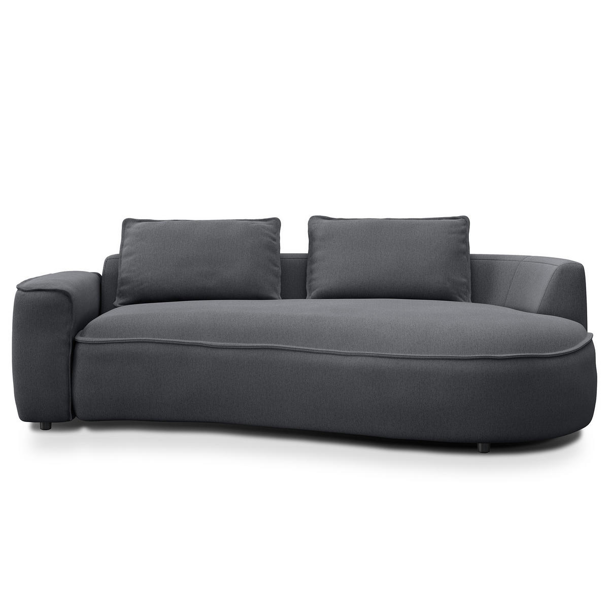 2,5-SITZER SOFA - Schwarz/Grau, Kunststoff/Textil (217/82/146cm) - home24