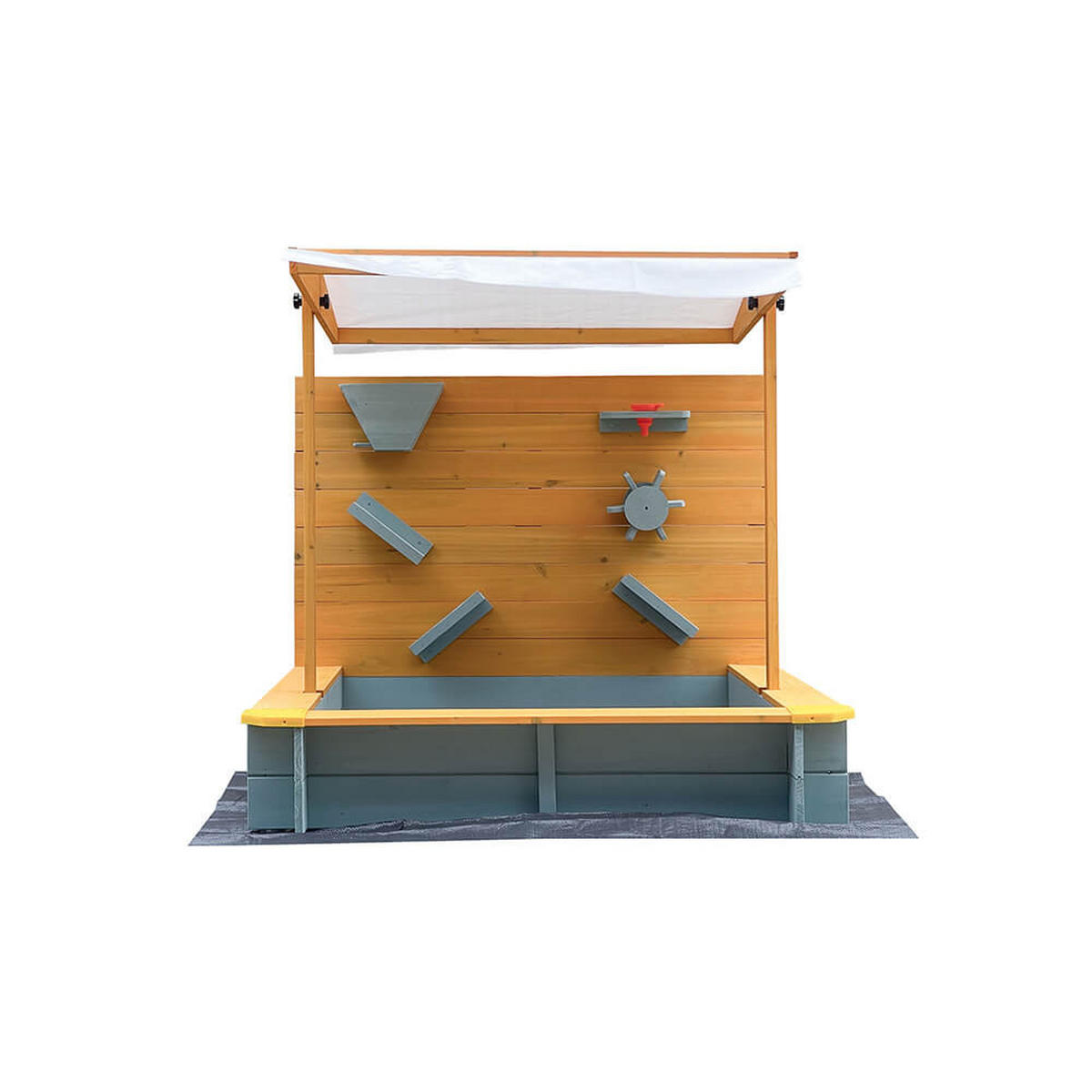 SANDKASTEN SANDY - Farbe: Holz/Grau - Braun/Grau, Holz (110/110/110cm) - Home Deluxe