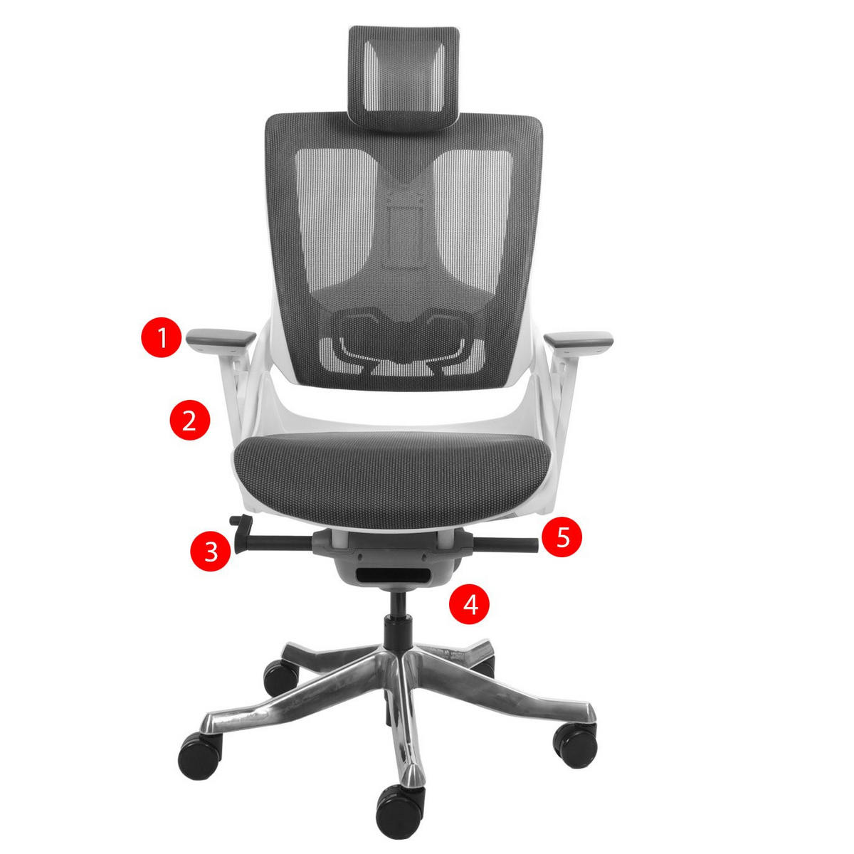 DREHSTUHL Merkur HxBxT 138x75x68cm Sitzhöhe 48cm Polster/Netz ergonomisch Weiß-Grau - Hellgrau, Kunststoff (75/138/68cm) - PROREGAL