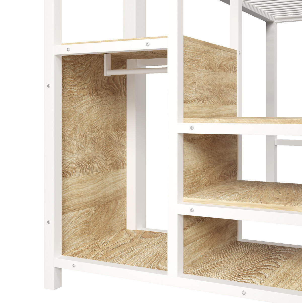 HOCHBETT 140/200 cm Weiß mit Schubladen und Treppe mit Stauraum - Weiß, Metall (140/200cm) - MIVRAY