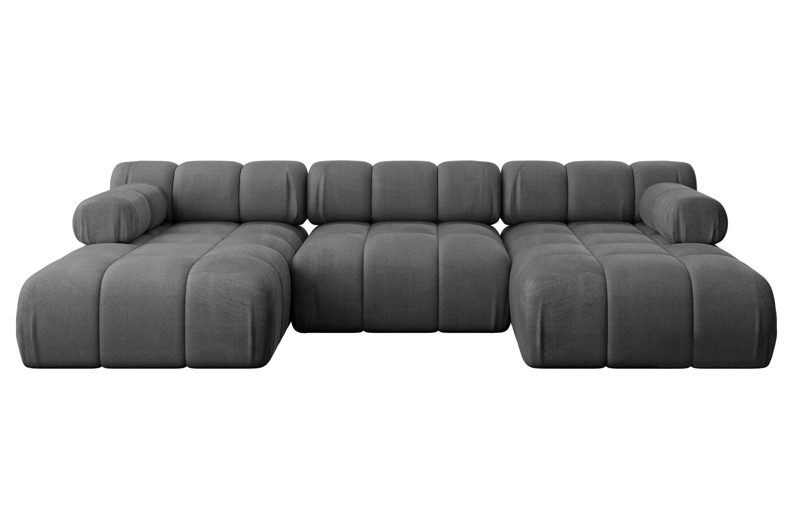 WOHNLANDSCHAFT modulares Sofa Tesso-U1 - 285x160x70 cm Dunkelgrau Velours - Dunkelgrau, Holzwerkstoff/Textil (285/70/160cm) - ALTDECOR