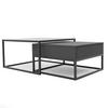 COUCHTISCH quadratisch Schwarz, MDF/Glas Tischplatte, Rahmen Schwarz - Schwarz, Glas/Holzwerkstoff (70/70/42cm) - Idohome