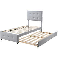 POLSTERBETT 90/200 cm grau mit ausziehbarem Bett und verstellbarem Kopfteil - Grau, Textil (90/200cm) - OKWISH