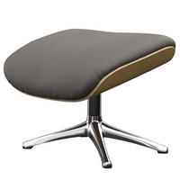 POLSTERHOCKER - Echtleder - Chromfarben/Grau, Leder/Metall (49/39/44cm) - home24