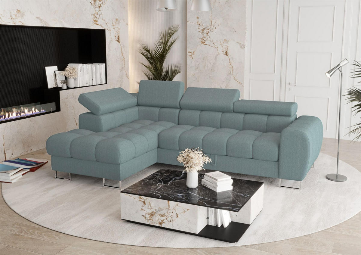 ECKSOFA Bastien Mit Schlaffunktion - Türkis, Holzwerkstoff/Textil (170/260cm) - Fun Möbel