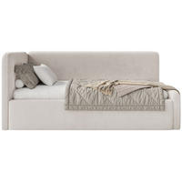 JUGENDBETT Fanko Samt Hellbeige 90x200 cm - Ecru/Schwarz, Kunststoff/Textil (90/200cm) - Selsey