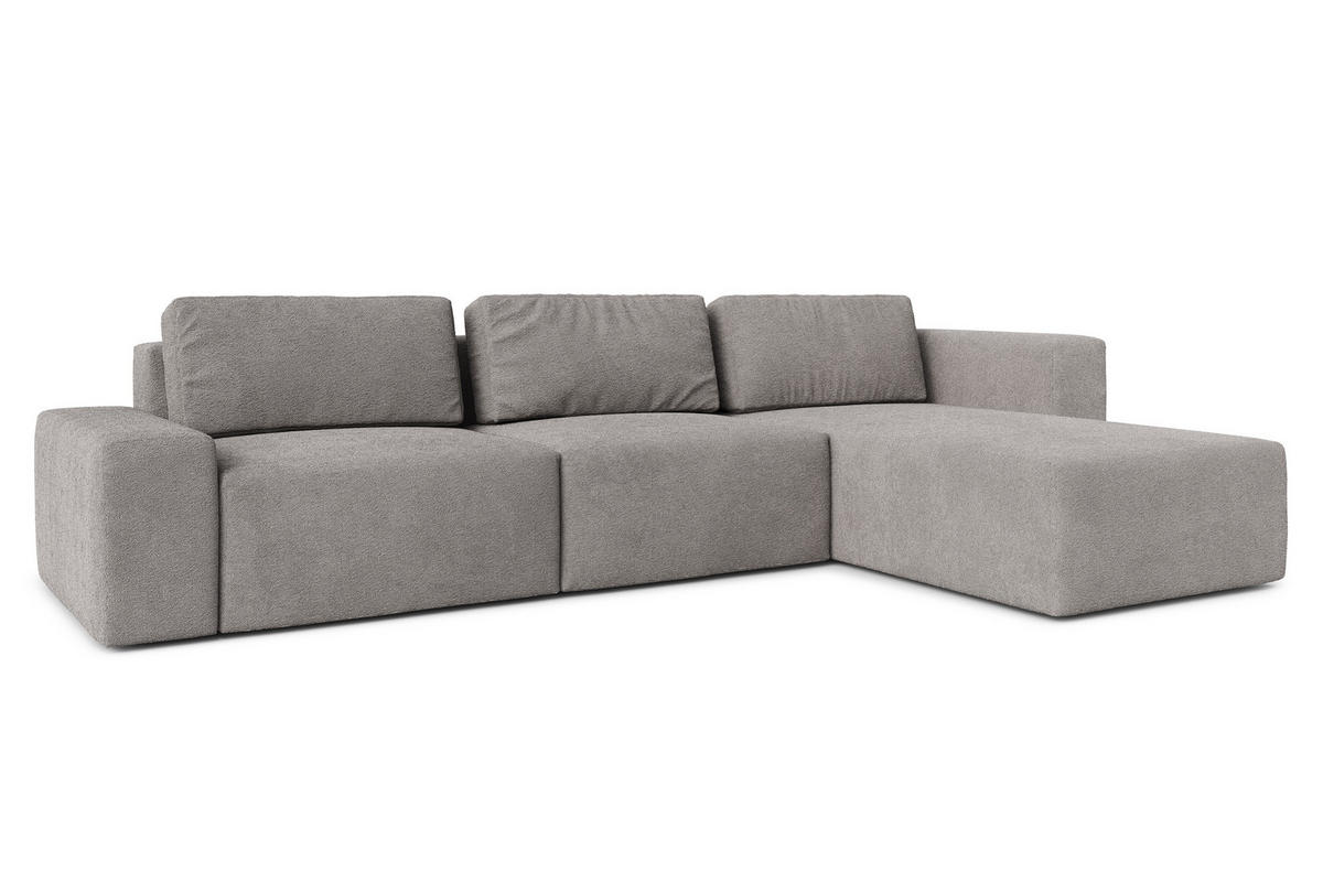 ECKSOFA L Form Arkleton Grau 360/180/93 cm Rechts Bequem & Modern - Schwarz/Grau, Kunststoff/Textil (360/180cm) - AX Living