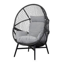 LOUNGESESSEL - Polyrattan / Polyester - Schwarz / Grau - Schwarz, Kunststoff/Textil (92/142/74cm) - home24