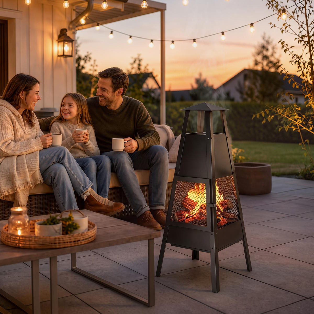 FEUERSTELLE Kohlenstoffstahl Schwarz - Schwarz, Metall (40.5/97/41cm) - Outsunny