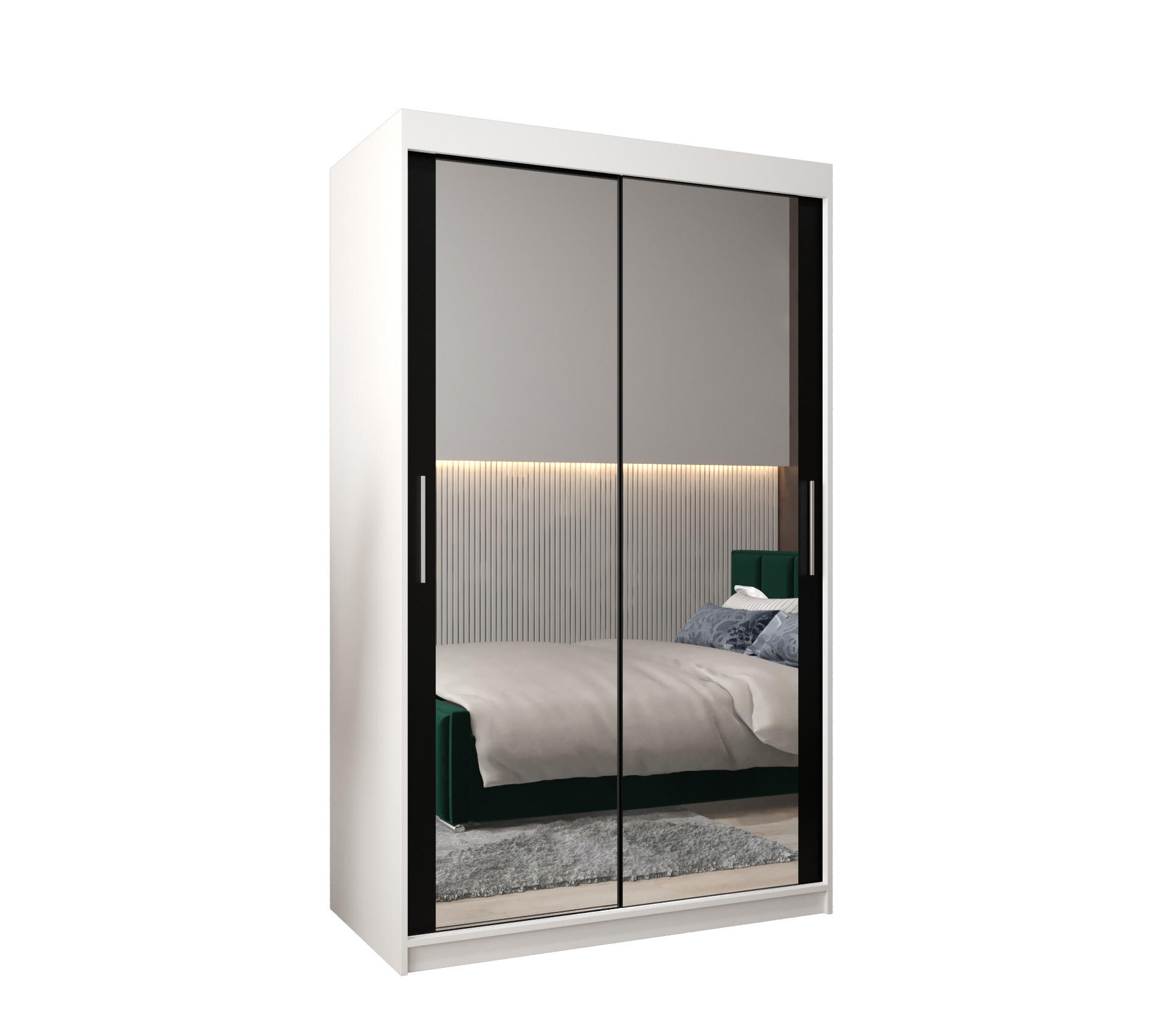 Abiks Möbel Schwebetürenschrank Weiß 120x200x62 cm