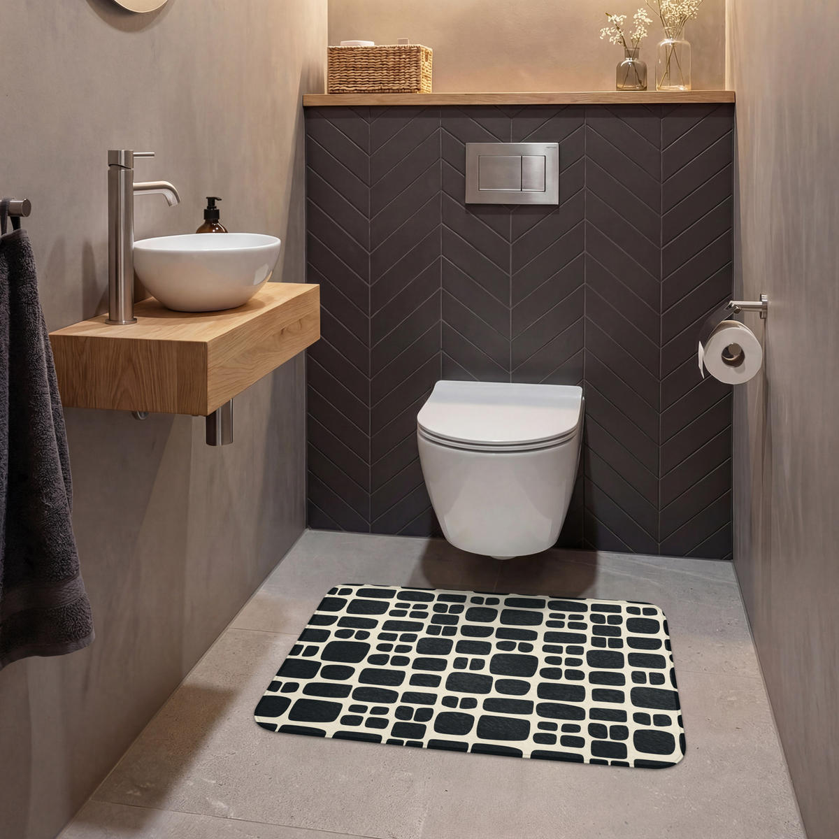WC PŘEDLOŽKA Moderní - organické - černé 80x50 cm - antracitová, textil/plast (80/1cm) - OnlyWow