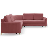 ECKSOFA VELA L-S Dunkelrot Velours-Stoff mit Schlaffunktion - Dunkelrot, Holz (251/251cm) - MASSENO