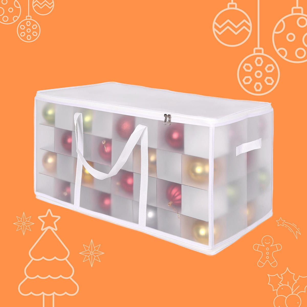 WEIHNACHTSKUGEL-AUFBEWAHRUNGSBOX - Transparent, Wellpappe/Kunststoff (73/37/36cm) - Relaxdays