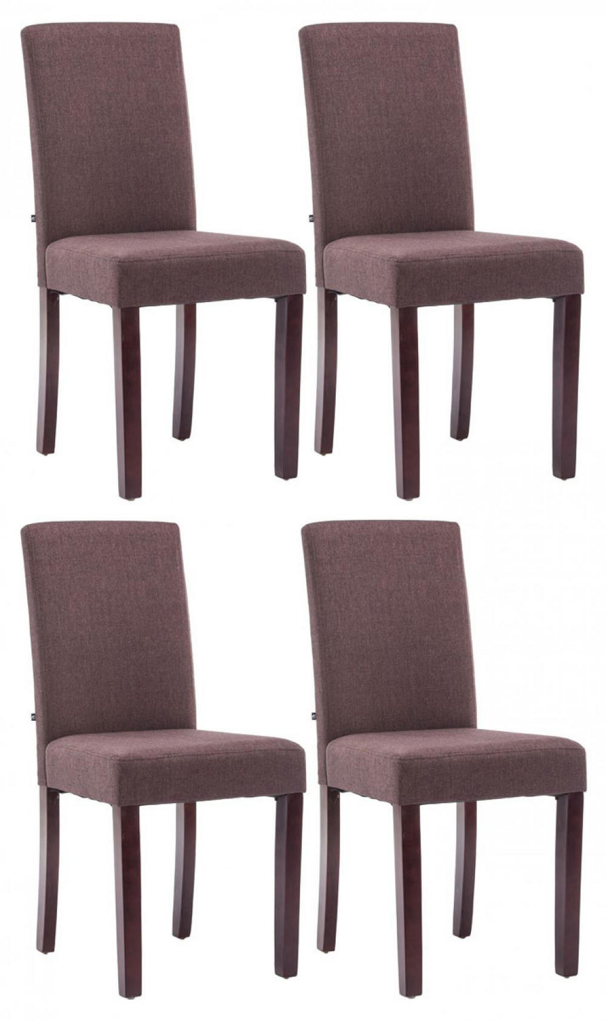 STUHL 4er Set Stoff braun - Braun/Cappuccino, Holz/Textil (41/91/47cm) - CLP