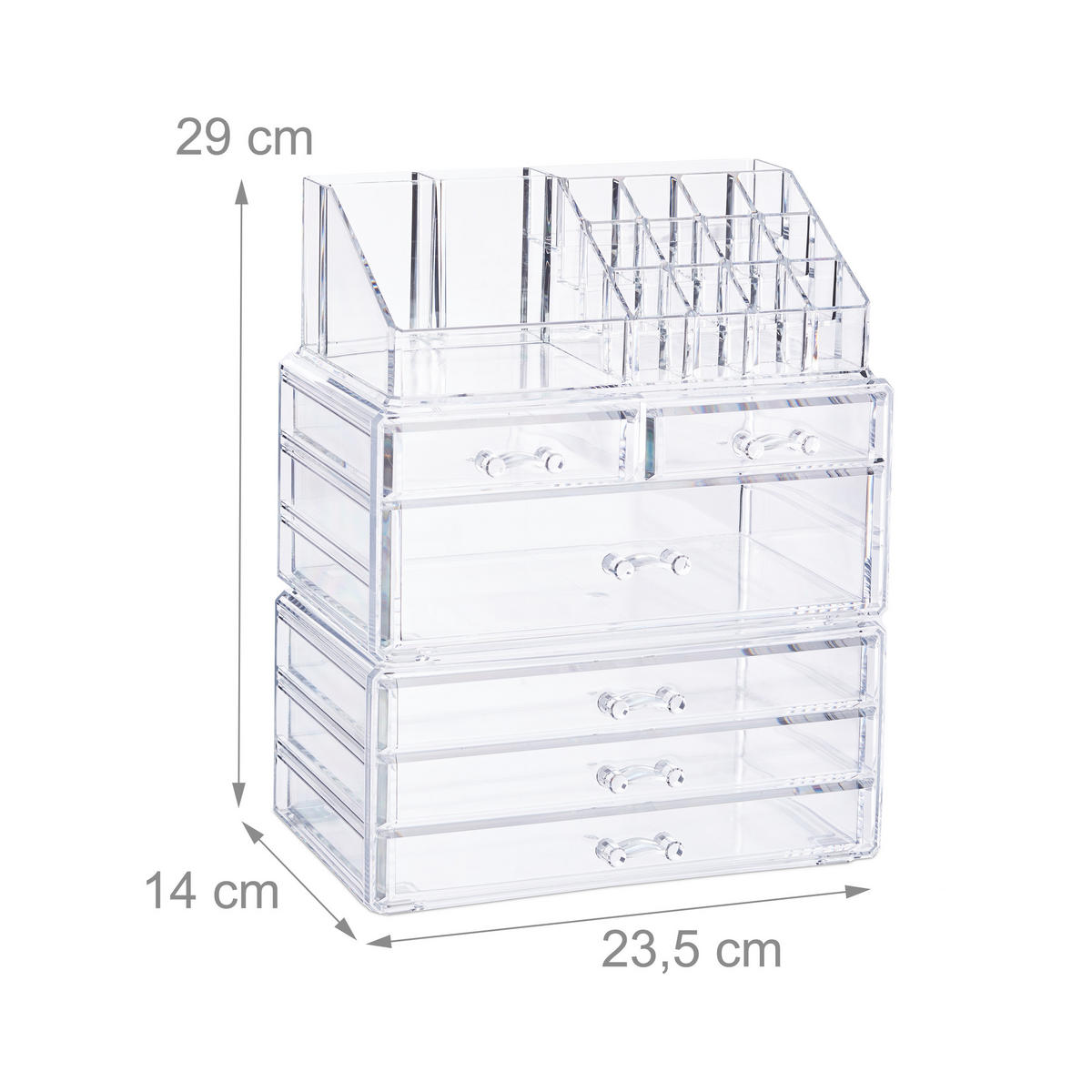 KOSMETIKORGANIZER - Transparent, Kunststoff (23.5/29/14cm) - Relaxdays