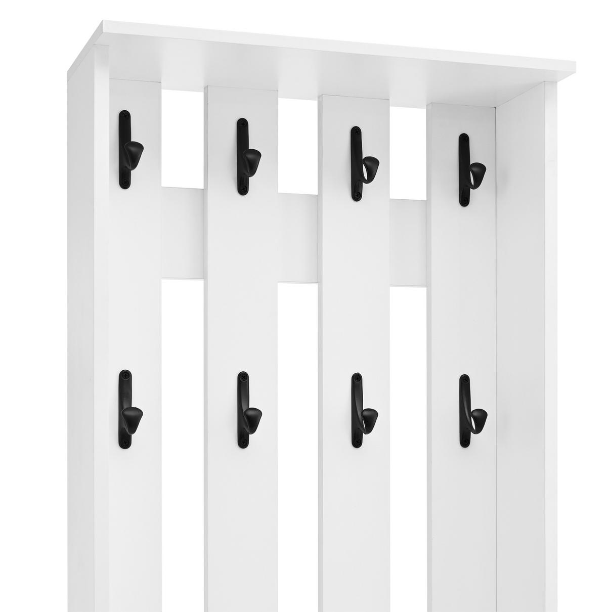SCHUHSCHRANK 50/36/190 cm in Weiß mit 2 Türen und Garderobenhaken - Weiß, Holzwerkstoff (50/190/36cm) - Flora Grace