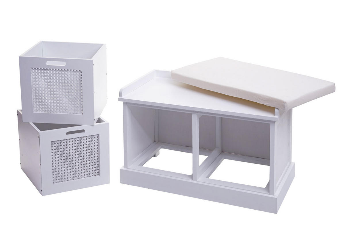 SITZBANK AUFBEWAHRUNGSBOXEN Cremeweiß - Weiß, Holz (75/47/40cm) - MCW
