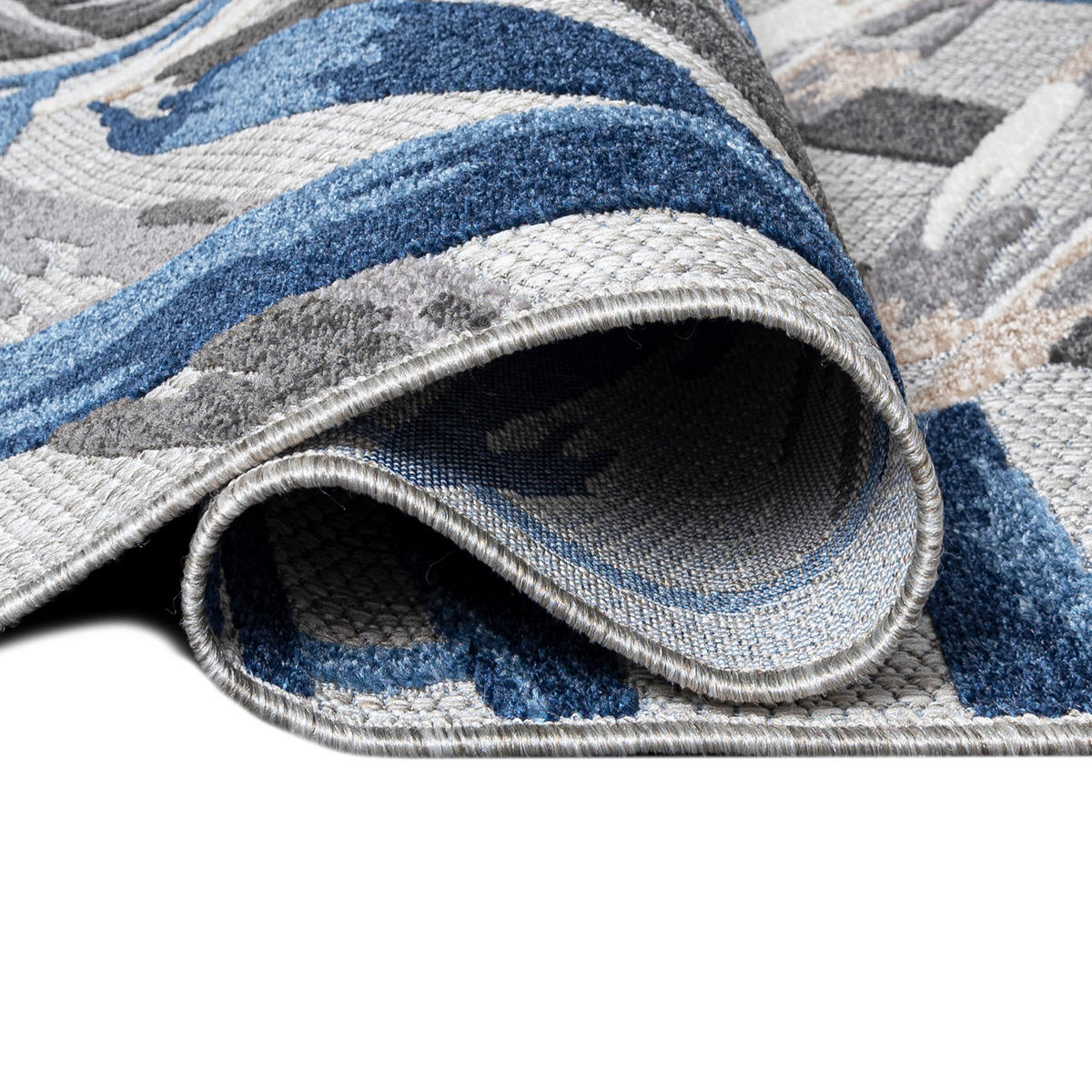 TEPPICH Outdoor Blue Pflanzlich Kurzflor Rechteckig Grey - 80x150 cm - Hellgrau, Textil (80/150cm) - Mazovia