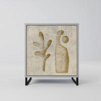 SIDEBOARD SAND SCULPTURES, Grau, 57,5x42x67,5 cm, Schwarze Metall-Rahmenfüße - Multicolor/Schwarz, Holzwerkstoff/Metall (57.5/67.5/42cm) - SpaceRebels