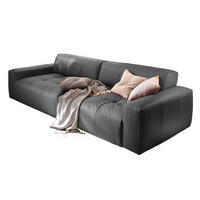 LEDERSOFA MIT SITZTIEFENVERSTELLUNG PALACE Schwarz Leder - Schwarz, Leder (298/74/120cm) - KAWOLA