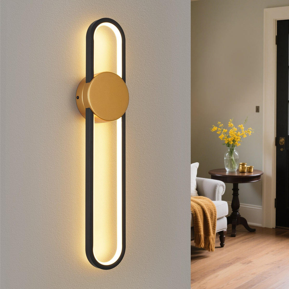 LED nástěnné svítidlo Burke III 60/12/6 cm - zlatá, kov (12/6/60cm) - Nettlife