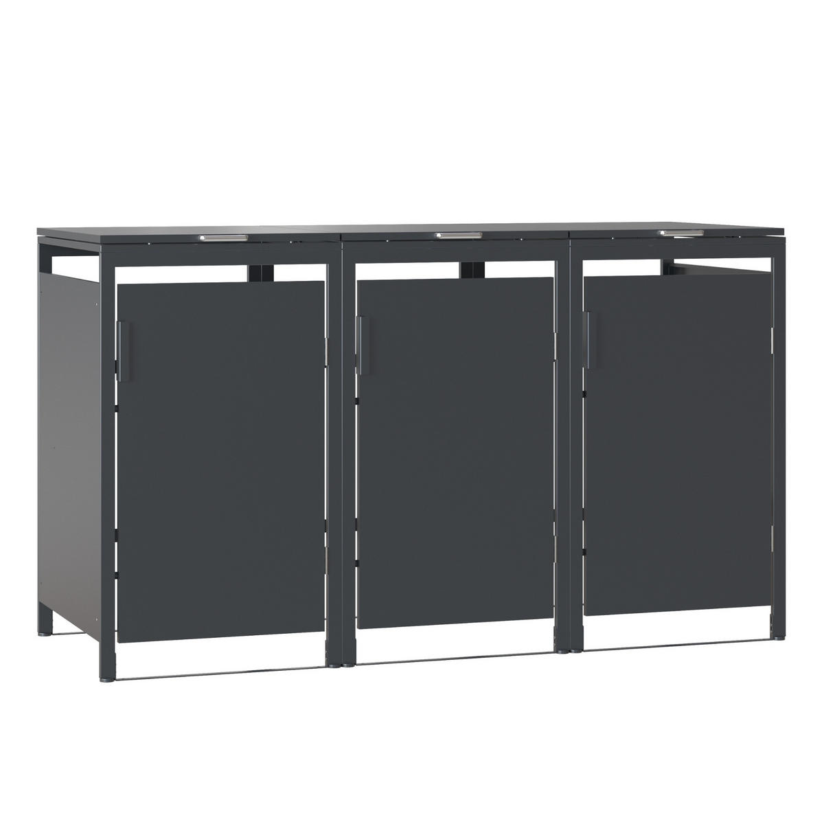 MÜLLTONNENBOX MODUS 3er HxBxT 118,5x204x80cm für 3 x 240 Liter Mülltonnen Verzinkter Stahl - Grau, Metall (204/118.5/80cm)