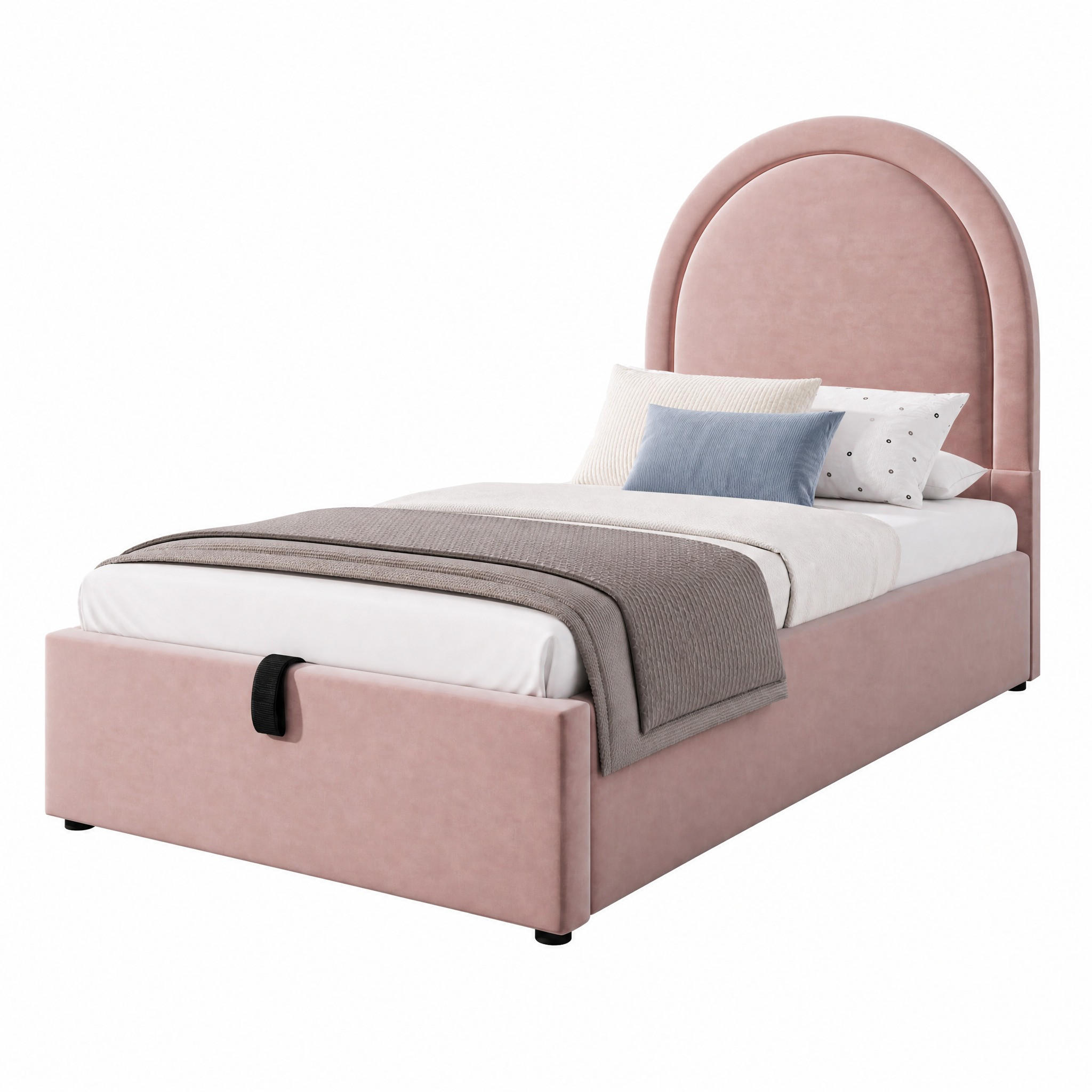 POLSTERBETT mit Stauraum 90x200 cm Samt Rosa - Pink, Metall (90/200cm) - Beauniv