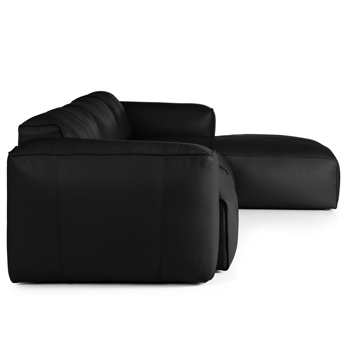 3-SITZER ECKSOFA mit Longchair - Schwarz, Leder/Kunststoff (284/173cm) - home24