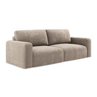 3-SITZER SOFA mit Schlaffunktion Chenille Stoff Beige - Beige/Schwarz, Kunststoff/Textil (244/79/102cm) - Makamii