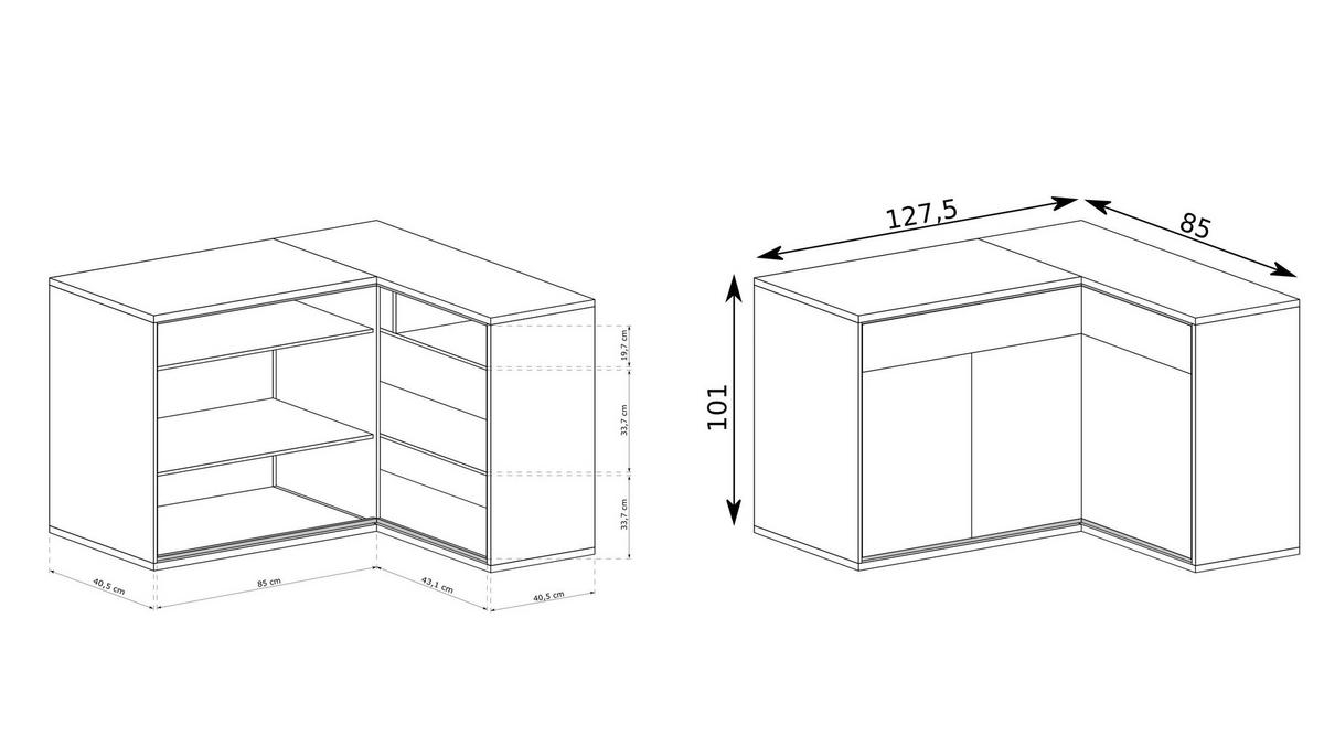 KOMMODE SYNDRA 127,5/101/41cm mit Schubladen 3 Türen Eichefarben - Eichefarben, Holzwerkstoff (127.5/101/41cm) - MASSENO