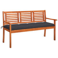 3-SITZER-GARTENBANK mit Auflage 150 cm Massivholz Eukalyptus - Anthrazit, Holz (150/89/60cm) - furnicato