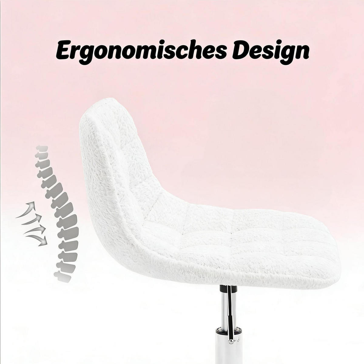 BÜROSTUHL in Weiß 43x43x67,5 cm mit Chenillebezug, höhenverstellbar und drehbar - Weiß, Metall (43/67.5/43cm) - IVMEU