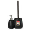 BADEZIMMERSET SEIFENSPENDER + WC-Bürstengarnitur, schwarz - Schwarz, Keramik/Kunststoff (12/36cm) - KADAX
