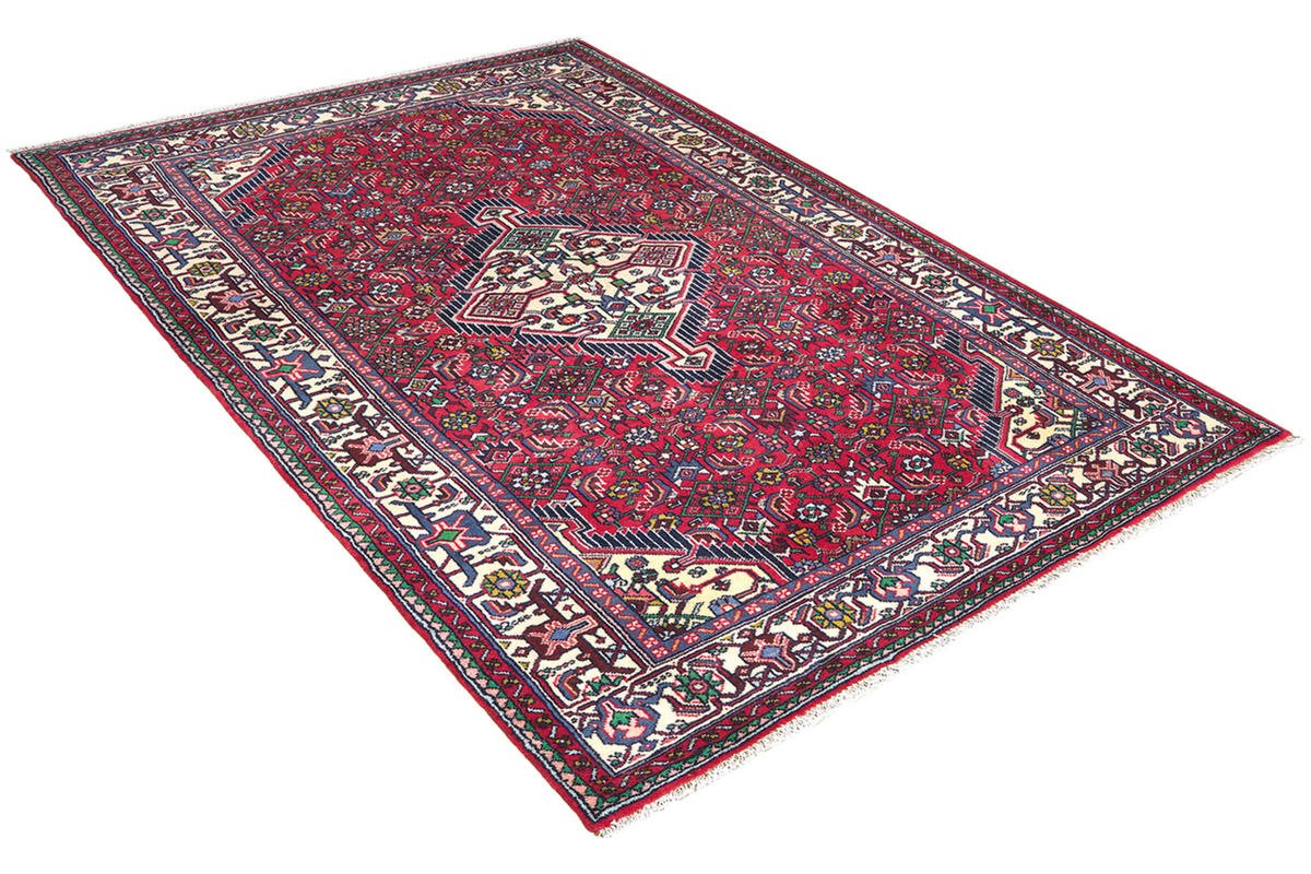 ORIENTTEPPICH handgeknüpft Assadabad Rot 192/122 cm Schurwolle - Rot, Textil (122/192cm) - Looma