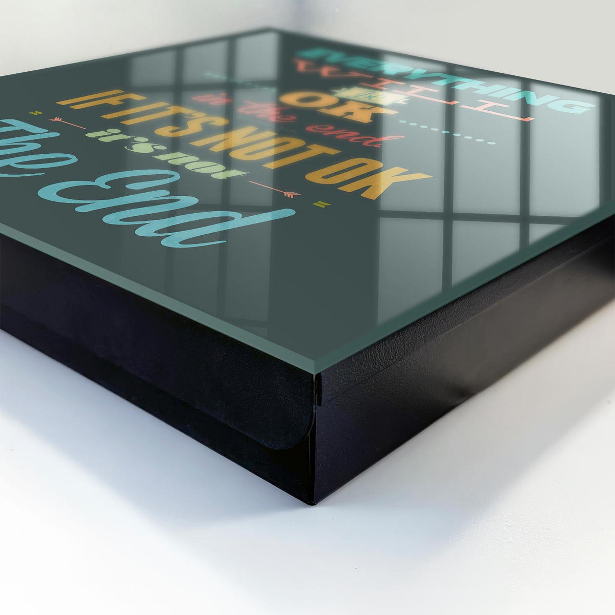 SCHLÜSSELBOX Schwarz 30x30 cm- Türöffnung nach rechts - Positive Botschaft - Türkis, Metall (30/30/5cm) - TULUP