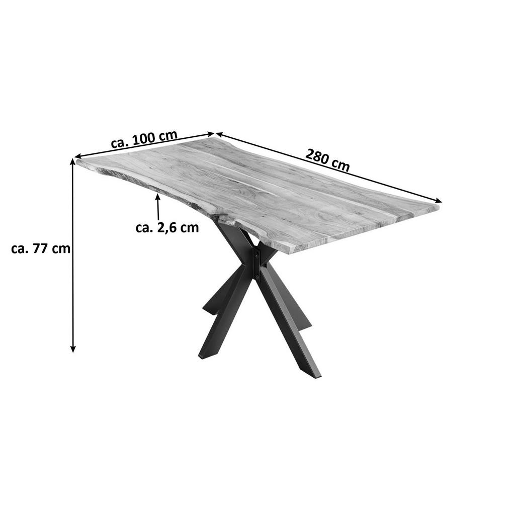 Thumbnail - SAM Esstisch, Beige, Holz, Echtholz,Akazie, Rechteckig,Quadratisch, Sternfuß, 280x77x100 cm, Esszimmer, Tische, Esstisch...