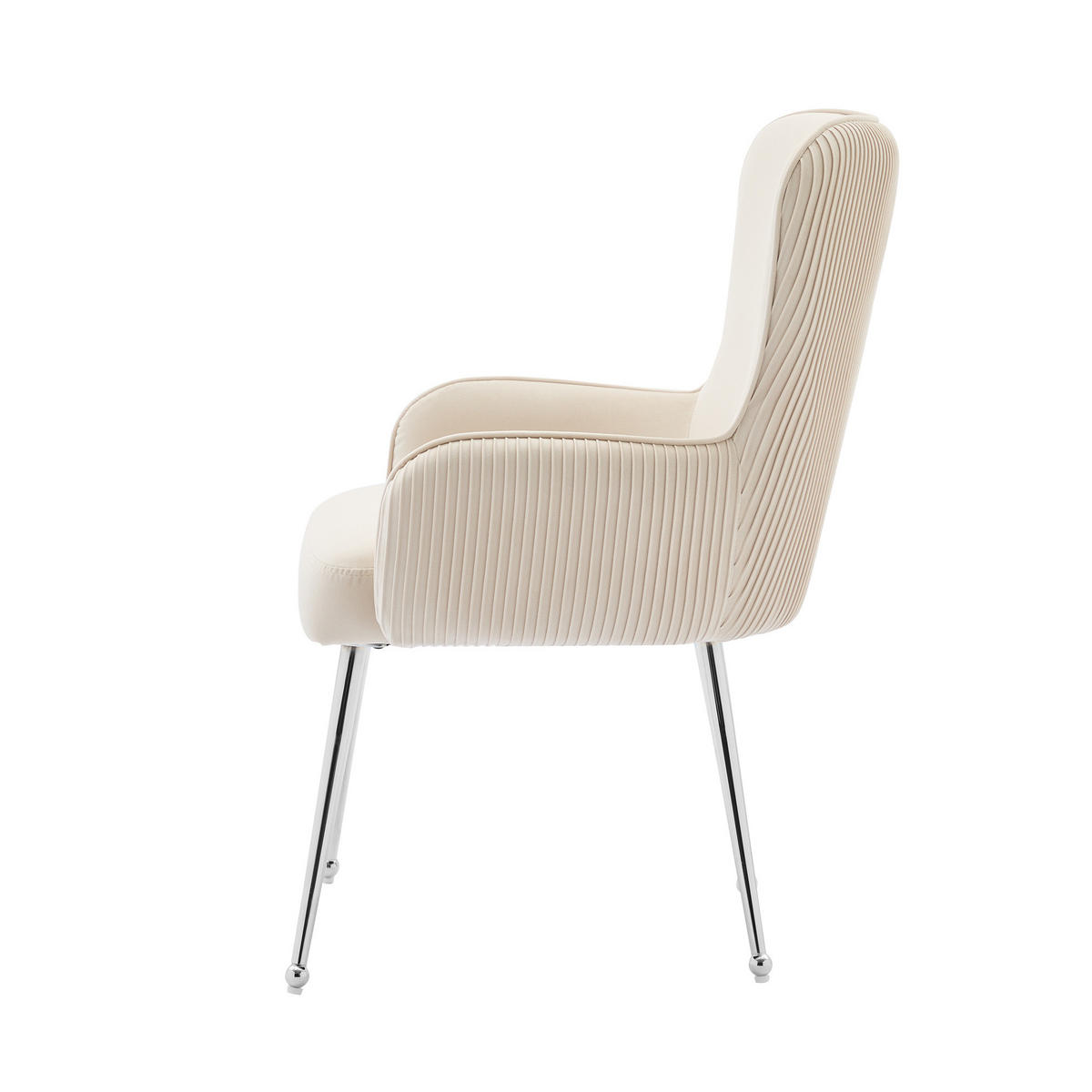 ESSZIMMERSTUHL 2er-Set Beige aus Samt mit Armlehnen - Beige, Textil (57/83/23cm)