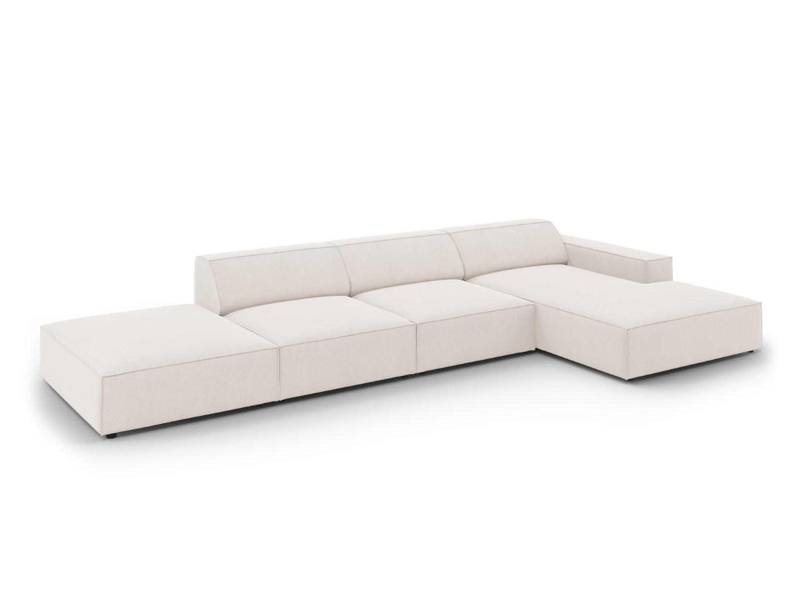 ECKSOFA rechts Jodie aus strukturiertem Stoff leichtes beige 5 Sitzplätze - Beige, Textil (166/341cm) - Micadoni