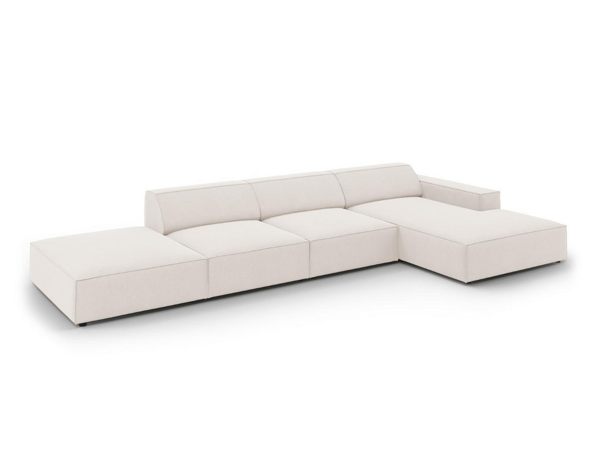 ECKSOFA rechts Jodie aus strukturiertem Stoff leichtes beige 5 Sitzplätze - Beige, Textil (166/341cm) - Micadoni