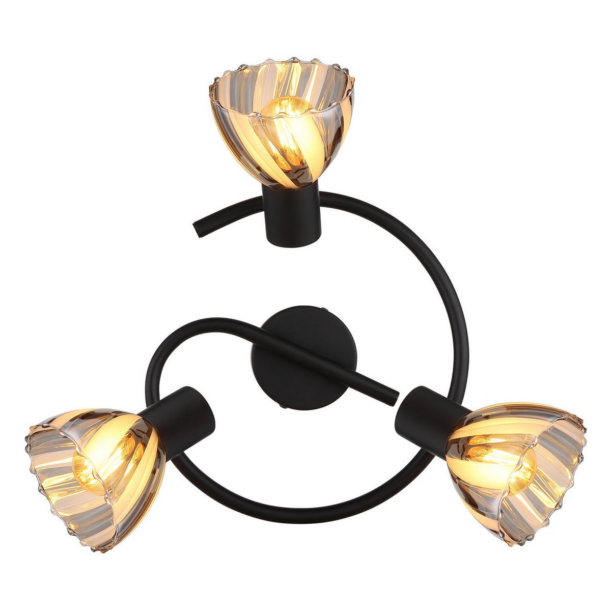 DECKENLEUCHTE Metall Schwarz Glas Rondell - Schwarz, Glas (46/46/19cm) - Globo Lighting