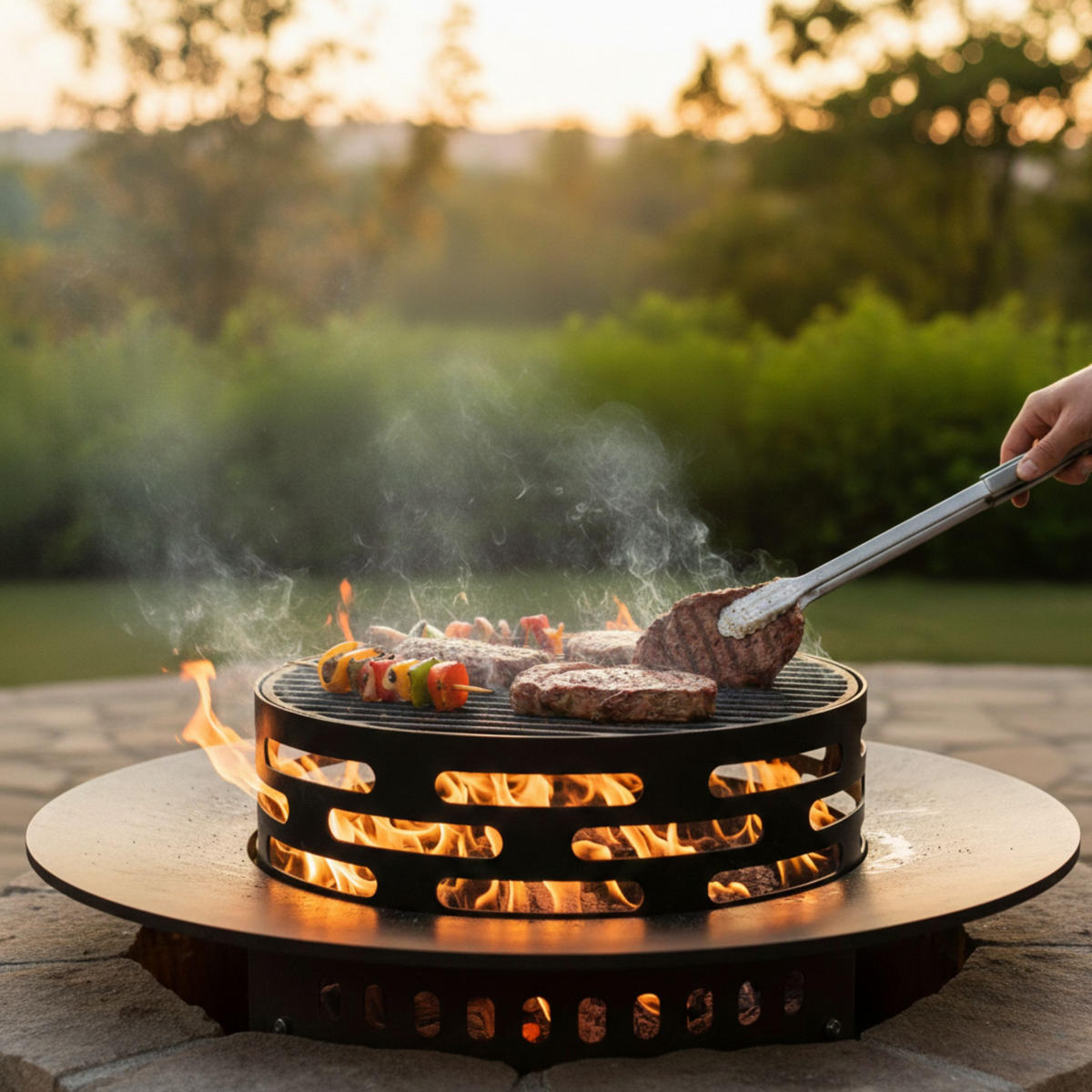 WOKAUFSATZ FÜR FEUERPLATTE 25 cm - Schwarz, Metall (25/15/25cm) - Oleio