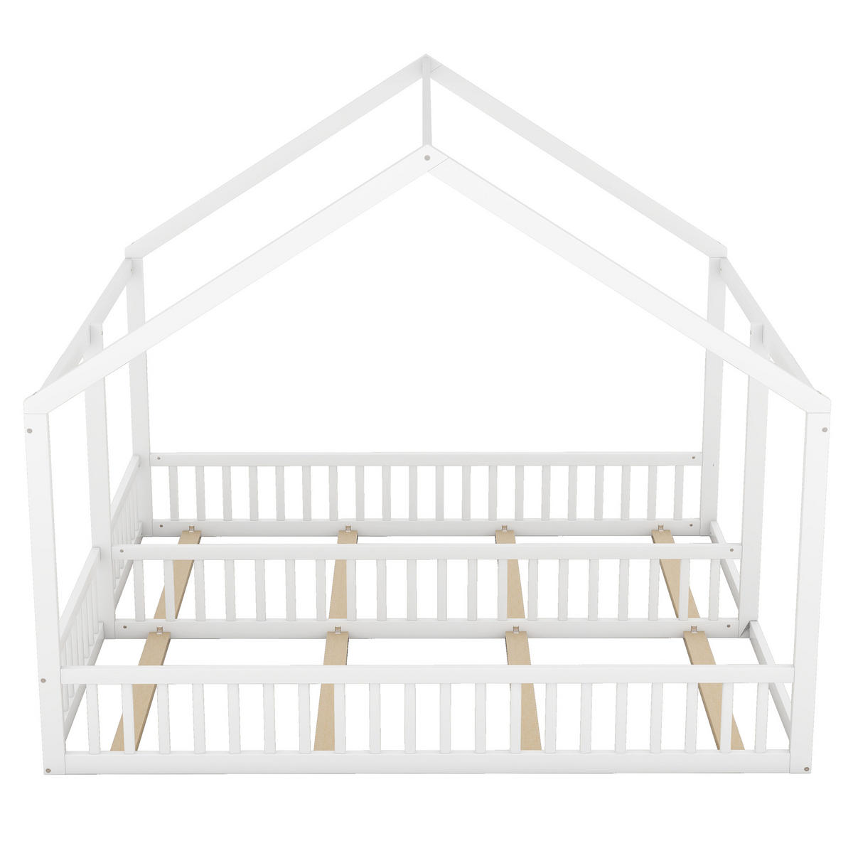 EINZELBETT 90x200cm Weiß Flachbett Hausmodell 2-in-1 - Weiß, Holz (90/200cm) - FLIEKS