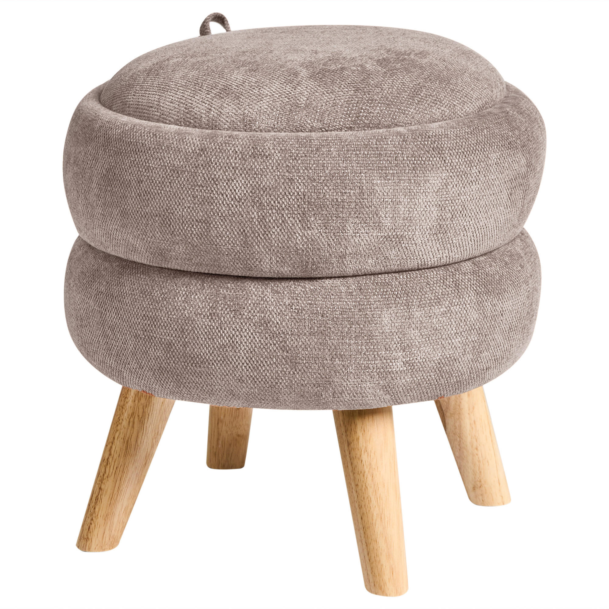 POUF mit Stauraum Chenillegewebe Taupe Hawley - Taupe, Textil (40/41/40cm) - Beliani