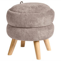 POUF mit Stauraum Chenillegewebe Taupe Hawley - Taupe, Textil (40/41/40cm) - Beliani