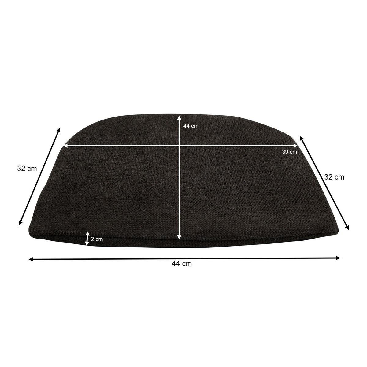 SITZKISSEN AZARA 4ER-SET - Schwarz, Textil (44/44/2cm) - IDIMEX