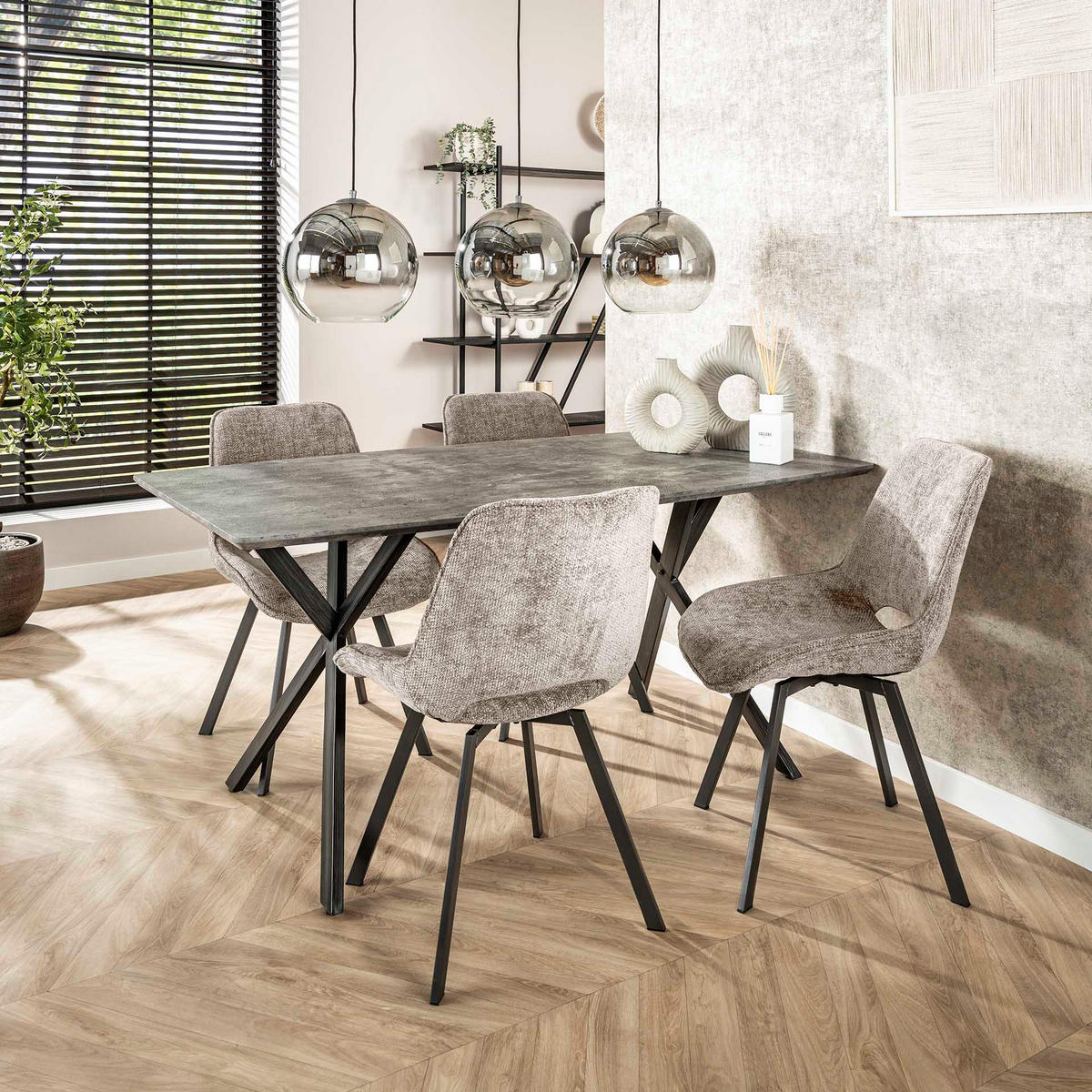 ESSTISCH Netob Grau 160/90/76 cm - Grau, Holz (160/90/76cm) - Hoyz Collection