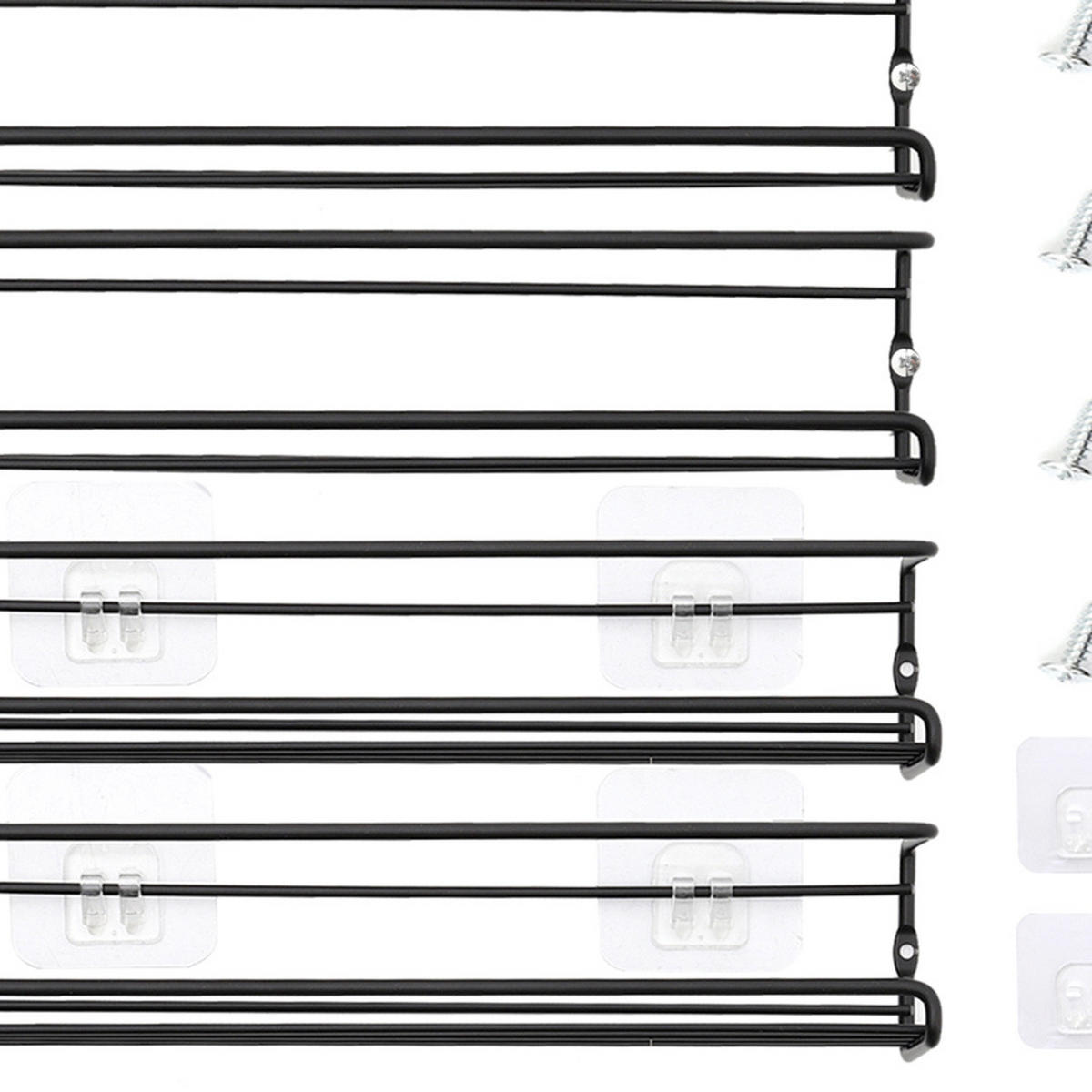 GEWÜRZREGAL 4er Set wandmontiertes aus Kohlenstoffstahl in Schwarz Sicheres Design Optimale Raumnutzung 400 x 145 x 145 cm - Schwarz, Metall (400/145/145cm) - Livingandhome
